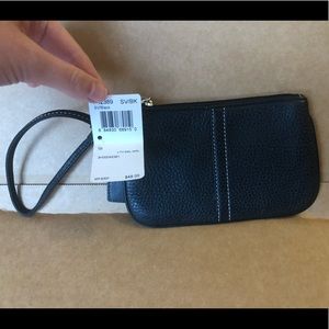 Coach small black leather wristlet